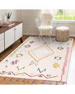 Tapis JADIDA crème, beige, orange, multicolore
