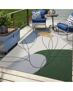 Tapis AZA beige, vert, bleu