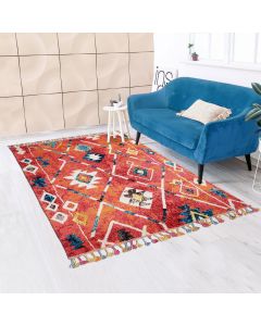 Tapis BERBER TRIBAL MK 02 bleu, jaune, rose, orange, blanc