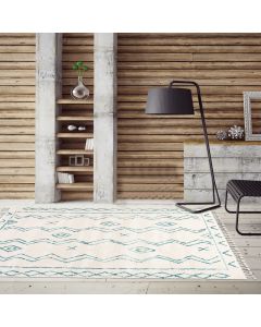 Tapis MADIDA crème, turquoise