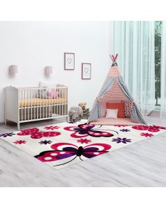 Tapis KIDS PAPILLONS beige, rose