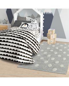 Tapis CONTON RONDA gris, blanc