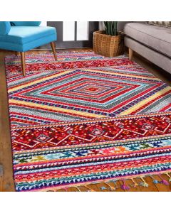 Tapis NOAR rouge, jaune, bleu, orange, gris