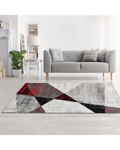 Tapis ROSALINE gris, rouge, noir