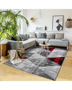 Tapis SOLTAM rouge, gris, noir, écru