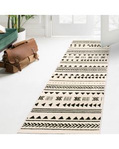 Tapis de couloir ETHNY noir, crème