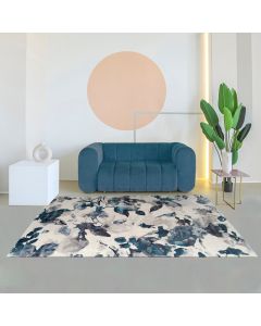 Tapis BLUE FLORAL beige, bleu, gris