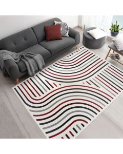 Tapis MUCOUR rouge, crème, gris