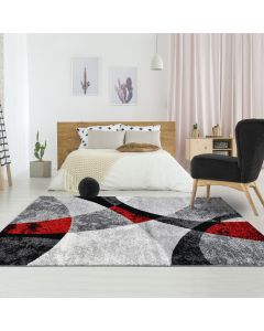 Tapis RADULE rouge, gris, noir, écru