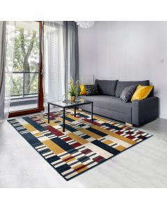 Tapis RETRO REC multicouleur, rouge, beige