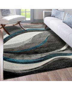 Tapis VADALA bleu, gris, noir