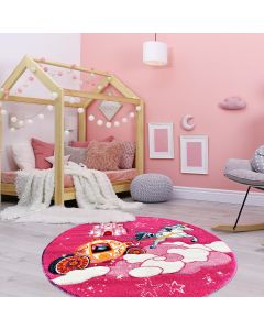 Tapis rond CHATEAU LICORNE rose