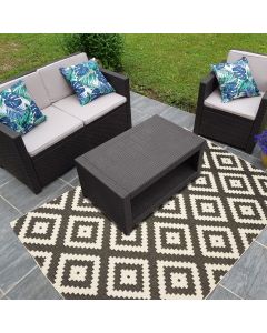 Tapis OUTDOOR BC ROMA REVERSIBLE noir, crème