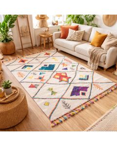 Tapis BERBER TRIBAL MK 03 blanc