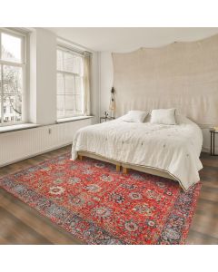 Tapis d'orient NOMEDI rouge, brun, bleu, beige