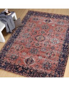 Tapis d'orient NOMEDI rose, bleu