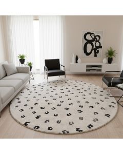 Tapis rond moderne LEOP beige, noir