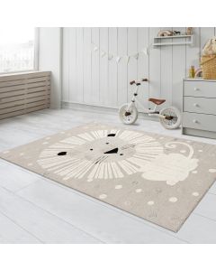 Tapis enfant LI ON beige, blanc