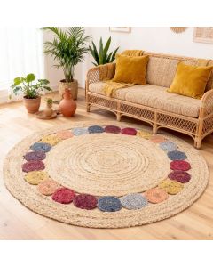 Tapis rond moderne RONDA beige, rose, crème