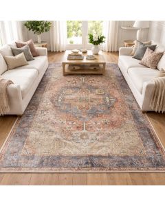 Tapis d'orient VINTAGE C rose, bleu, beige