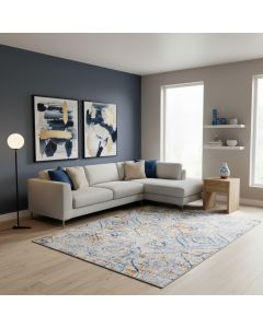 Tapis SANA bleu, gris, orange 