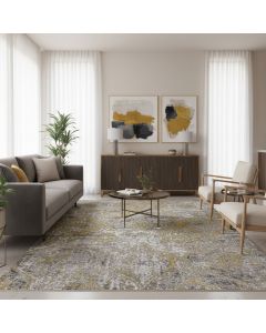 Tapis SANA jaune, gris, bleu