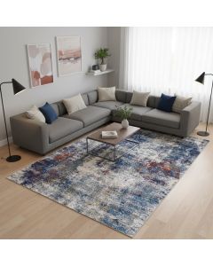 Tapis LUMA bleu, gris, orange