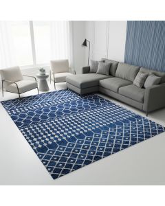 Tapis ELMA bleu, blanc