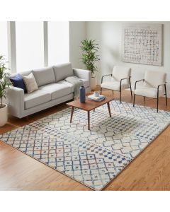 Tapis ELMA crème, bleu, orange 