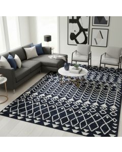 Tapis REZA bleu, blanc