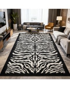 Tapis ZEBRE noir, crème