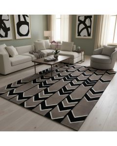 Tapis CHERIANO gris, noir, ivoire