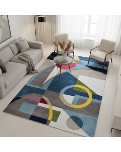 Tapis CONTEMPORAIN 100% BIO bleu, gris, rouge, jaune
