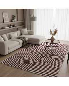 Tapis SUKI bordeaux, crème