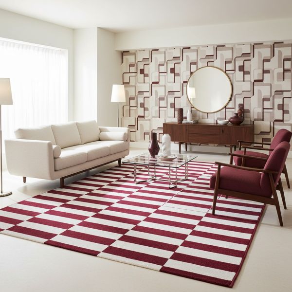 Tapis DANYO crème, bordeaux