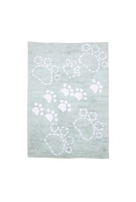 Tapis PATTES 100% BIO vert d'eau, blanc