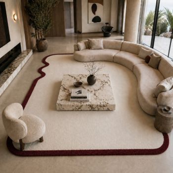 Tapis forme originale DUNA bordeaux, crème
