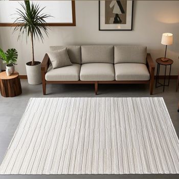 Tapis Salon, Relief Texturé, RYTHMO crème