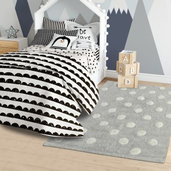 Tapis CONTON RONDA gris, blanc