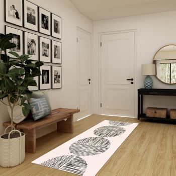 Tapis de couloir COSMY noir, crème