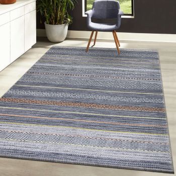 Tapis NOBASTA gris, orange, jaune, blanc