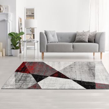 Tapis ROSALINE gris, rouge, noir