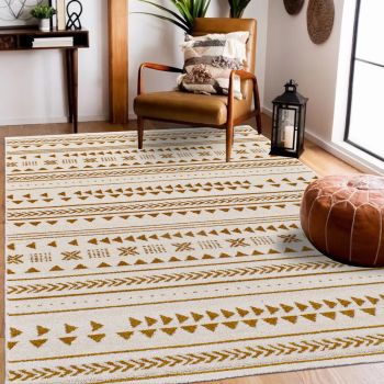 Tapis berbère ETHNY camel, crème