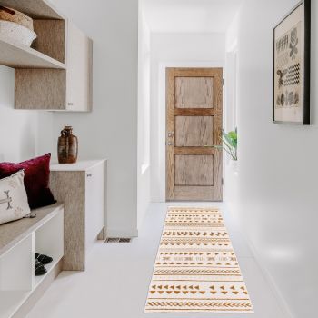 Tapis de couloir ETHNY camel, crème