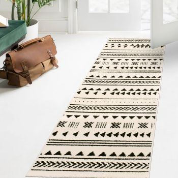 Tapis de couloir ETHNY noir, crème