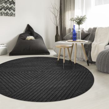 Tapis KAORI rond noir