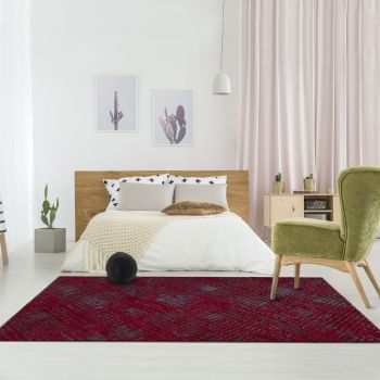 Tapis TEREMIDE RELIEF rouge, gris