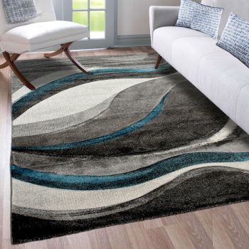 Tapis VADALA bleu, gris, noir