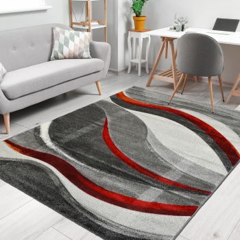 Tapis VADALA rouge, gris, noir