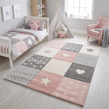 Tapis MINIKIDS crème, rose, gris